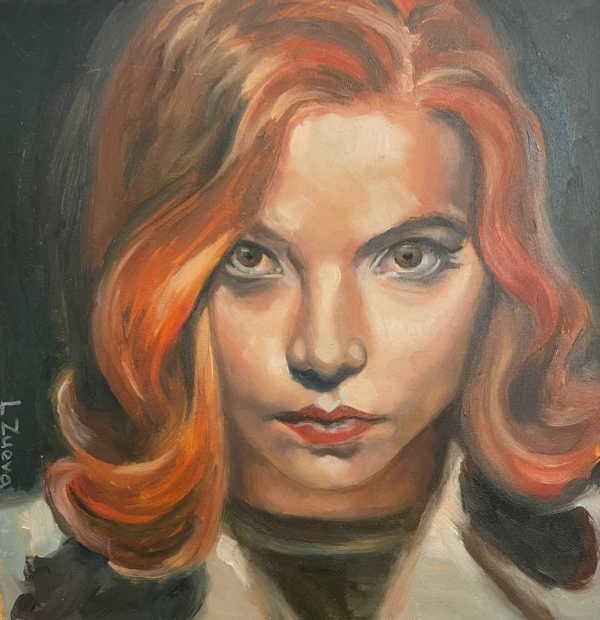 Queen's Gambit: Anya Taylor-Joy painting portrait by Lana Zueva