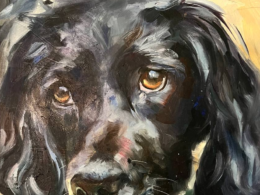 portrait of setter dog oil paining by Lana Zueva