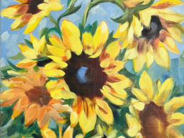 Sunflowers bunch oil painting by Lana Zueva