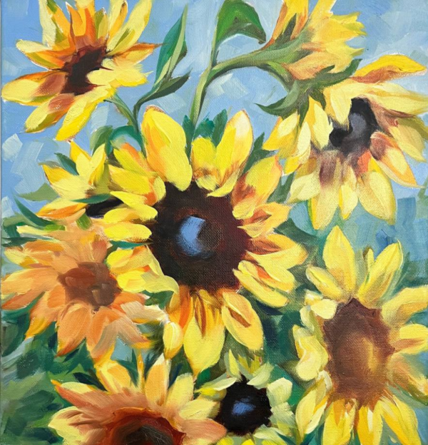 Sunflowers bunch oil painting by Lana Zueva