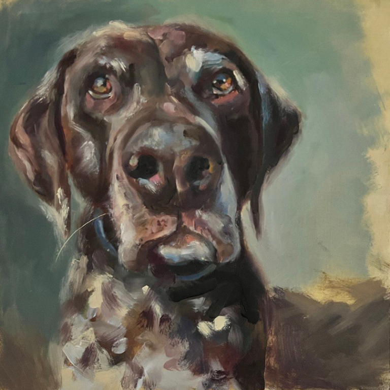 German shorthaired pointer oil painting by Lana Zueva