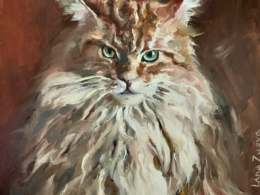 Maine Coon Majesty oil painting by Lana Zueva