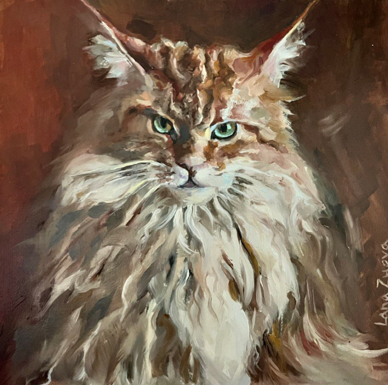 Maine Coon Majesty oil painting by Lana Zueva