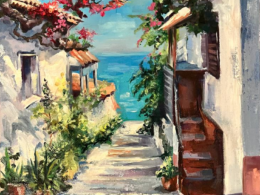 Street to the sea oil painting by Lana Zueva