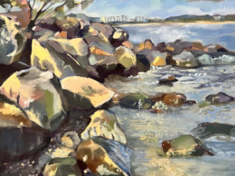 Gold Coast Spit at Low Tide painting by Lana Zueva