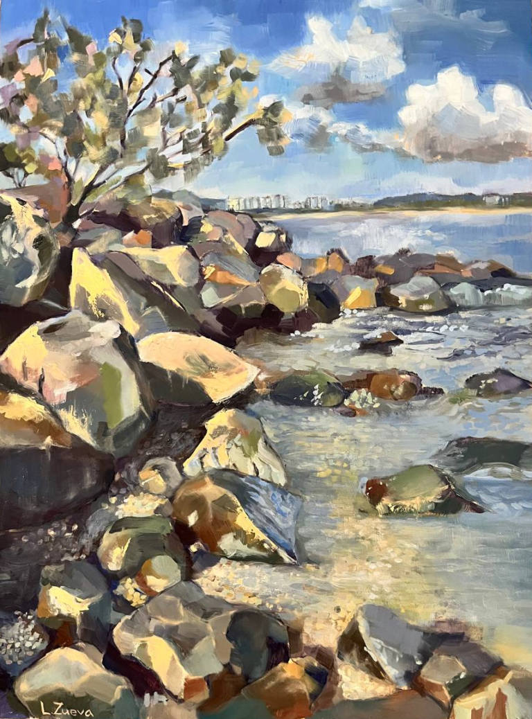 Gold Coast Spit at Low Tide painting by Lana Zueva