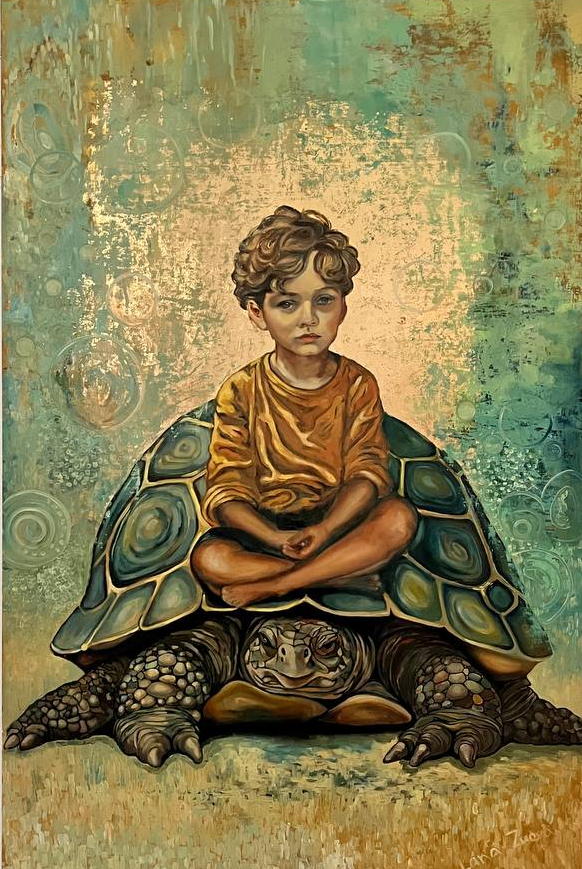 The Boy and a Turtle oil painting by Lana Zueva